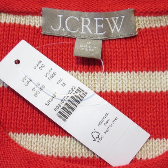 NWT J.Crew Emilie Sweater Lady Jacket in Red Ivory Stripe Knit Cardigan M - Picture 4 of 4